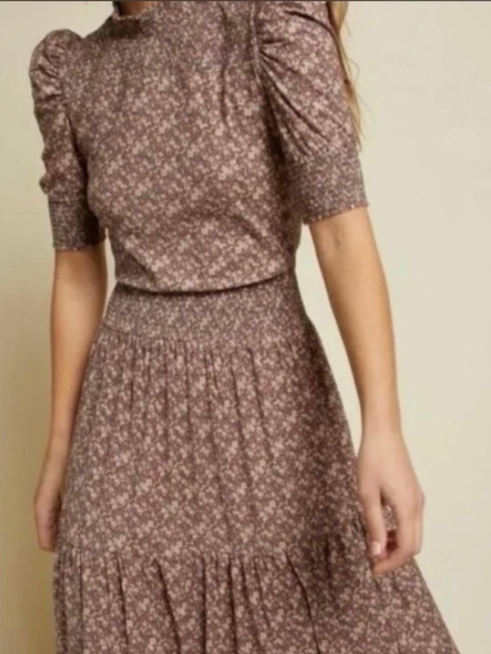Nation Los Angeles Smocked Victorian Midi Dress XS Cottagecore Modest $265